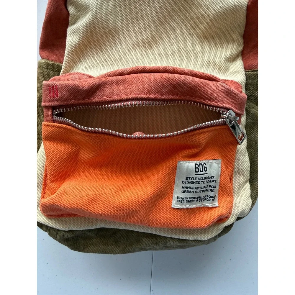 BDG Urban Outfitters Mini Colorblock Canvas Backpack Orange Green Rust Pink Boho